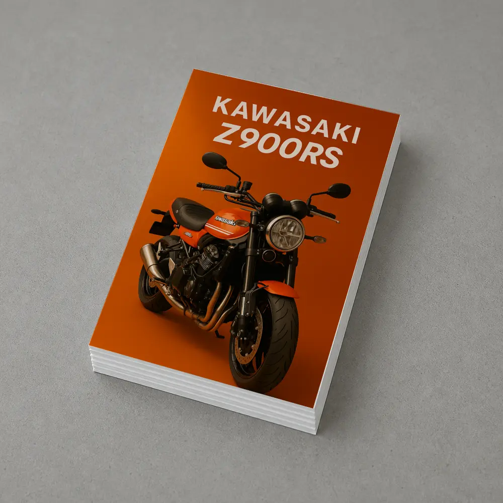 Kawasaki Z900RS Retro Motorcycle Orange Background – Postcards