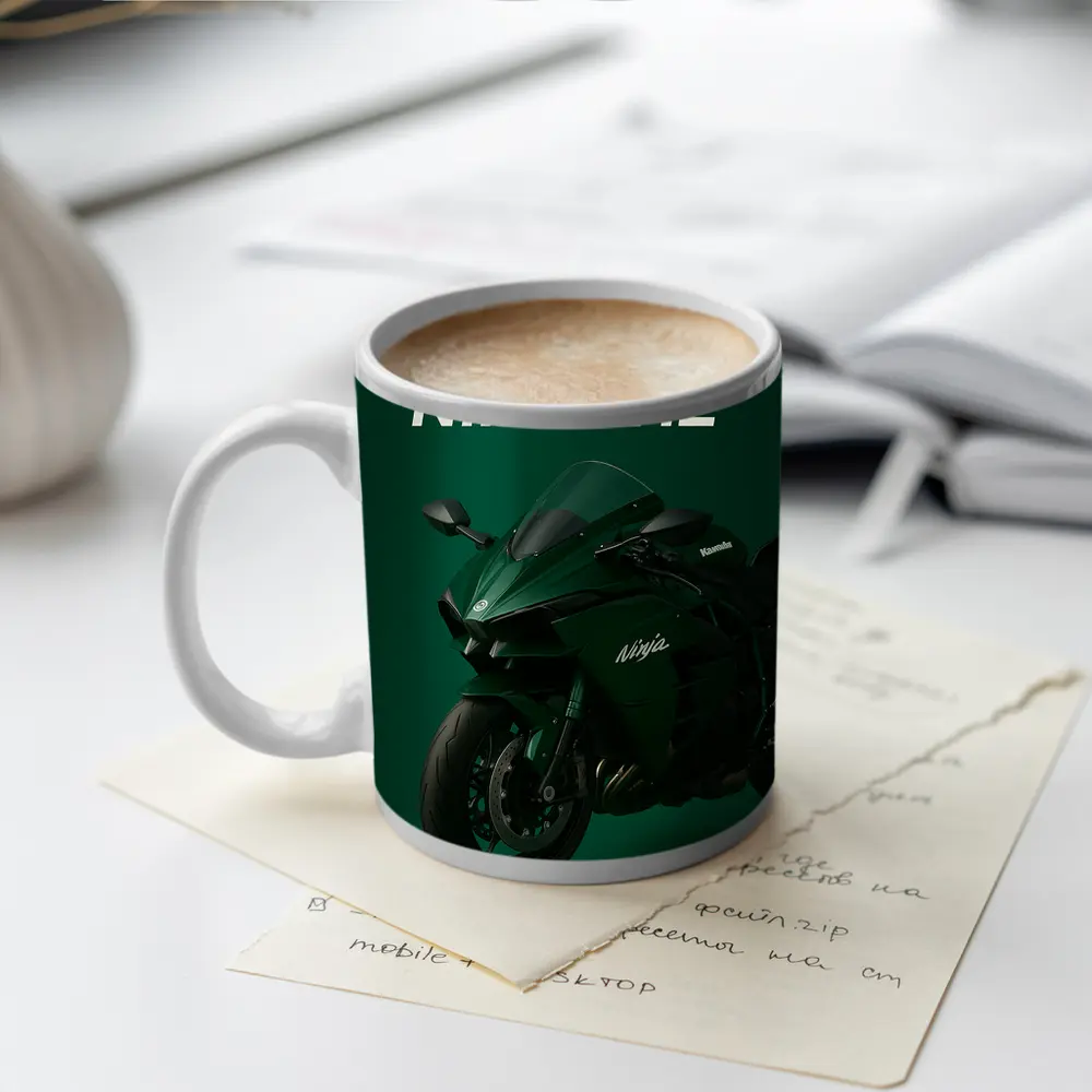 Kawasaki Ninja H2 Green Studio Art – Mugs