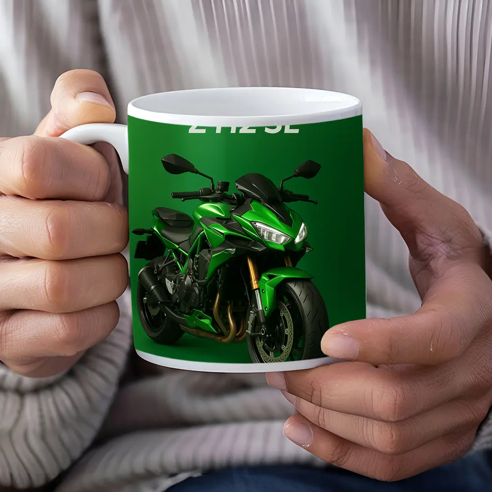 Kawasaki Z H2 SE Green Background Art – Mugs
