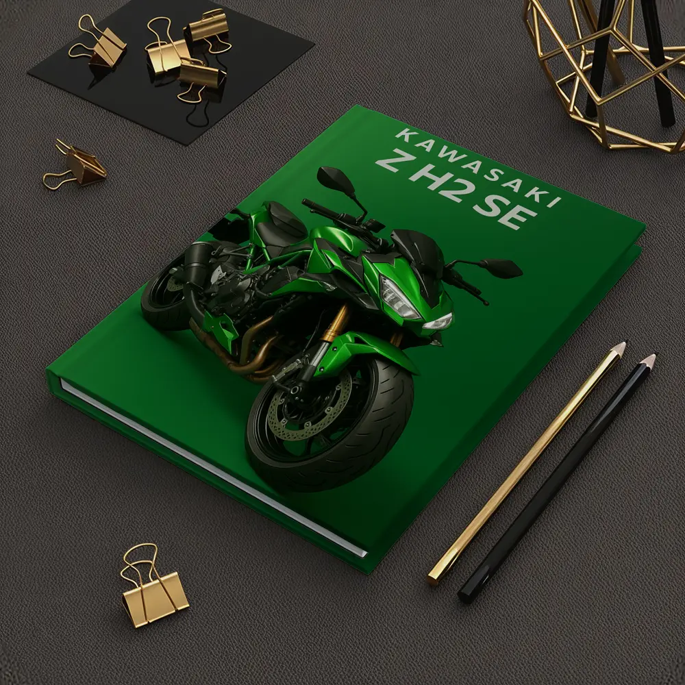 Kawasaki Z H2 SE Green Background Art – Notebooks