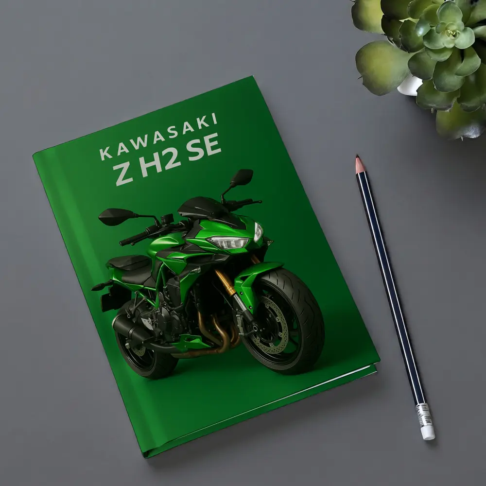 Kawasaki Z H2 SE Green Background Art – Notebooks
