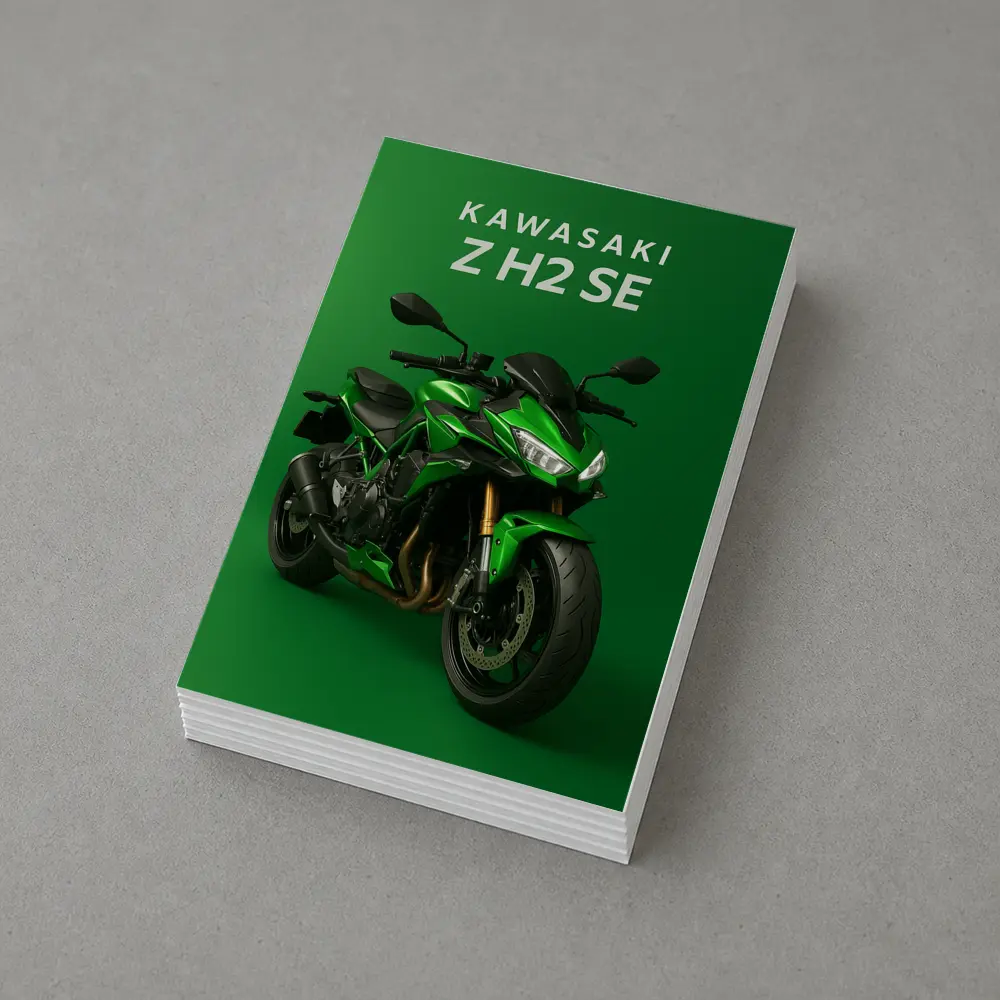 Kawasaki Z H2 SE Green Background Art – Postcards