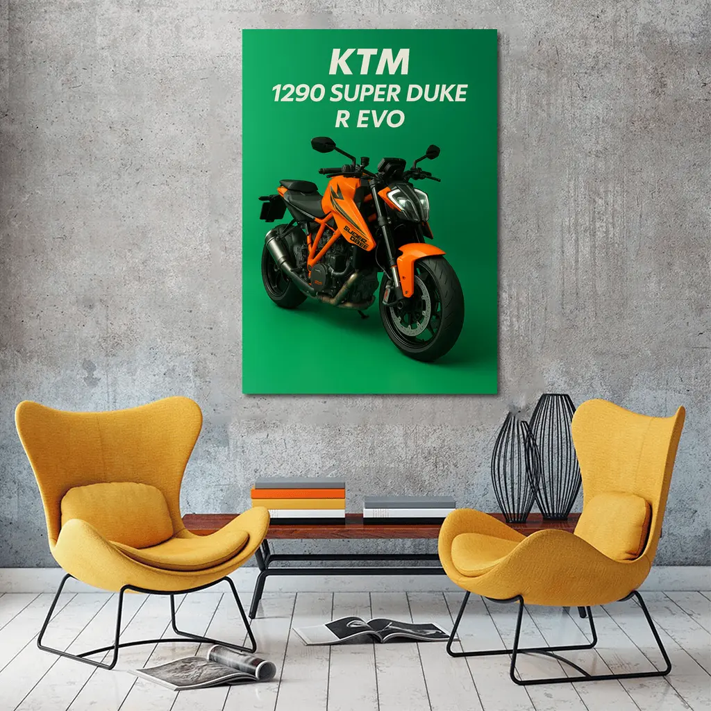 KTM Super Duke R Evo Green Background – Wall Art