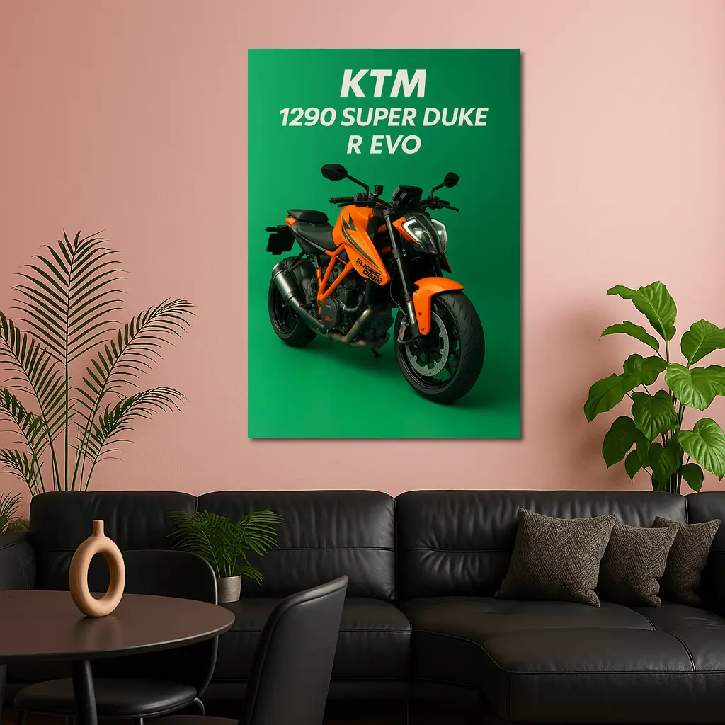 KTM Super Duke R Evo Green Background – Wall Art