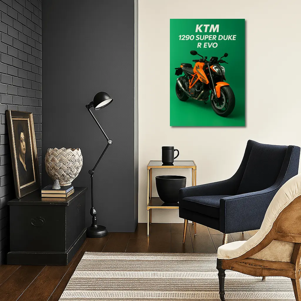 KTM Super Duke R Evo Green Background – Wall Art