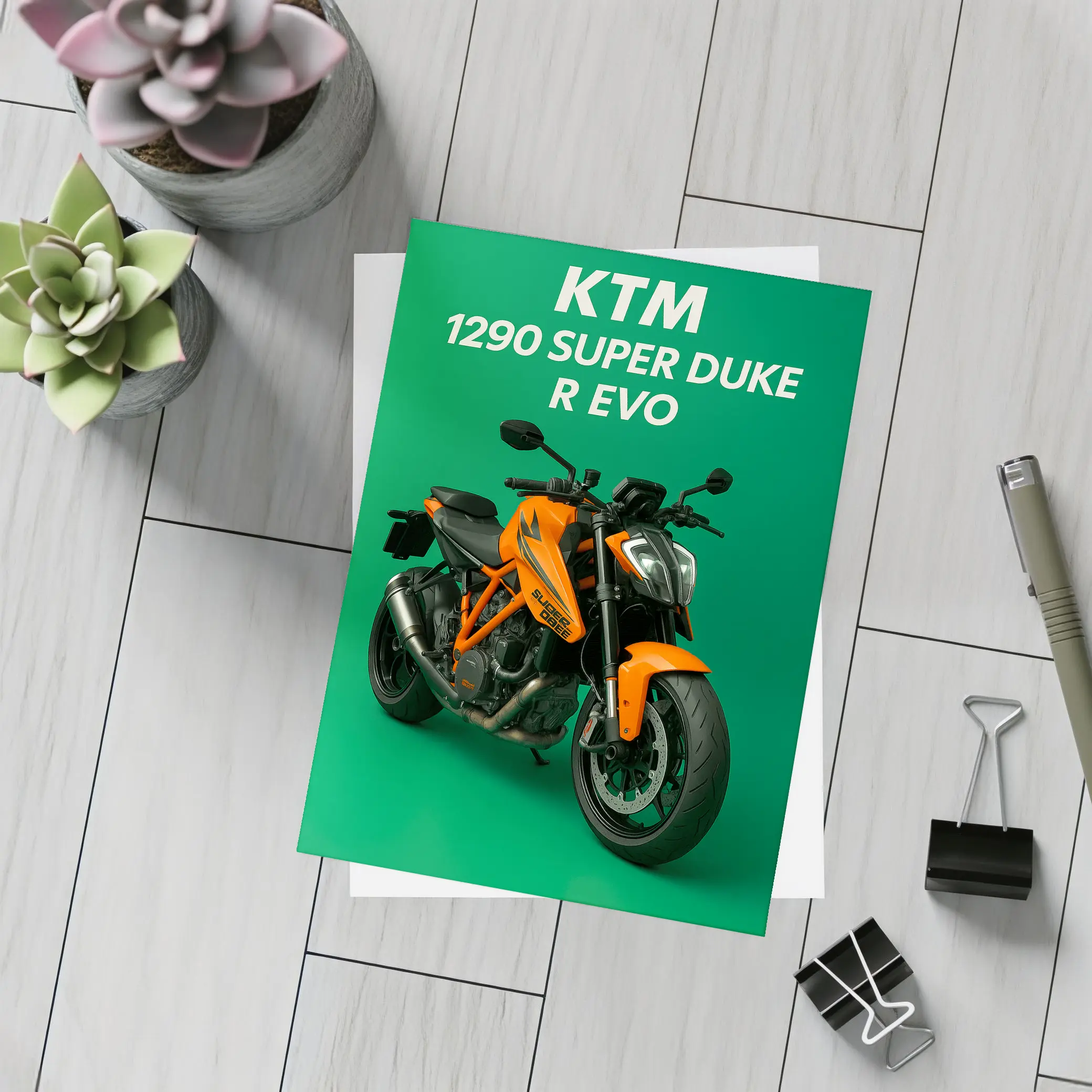 KTM Super Duke R Evo Green Background – Postcards
