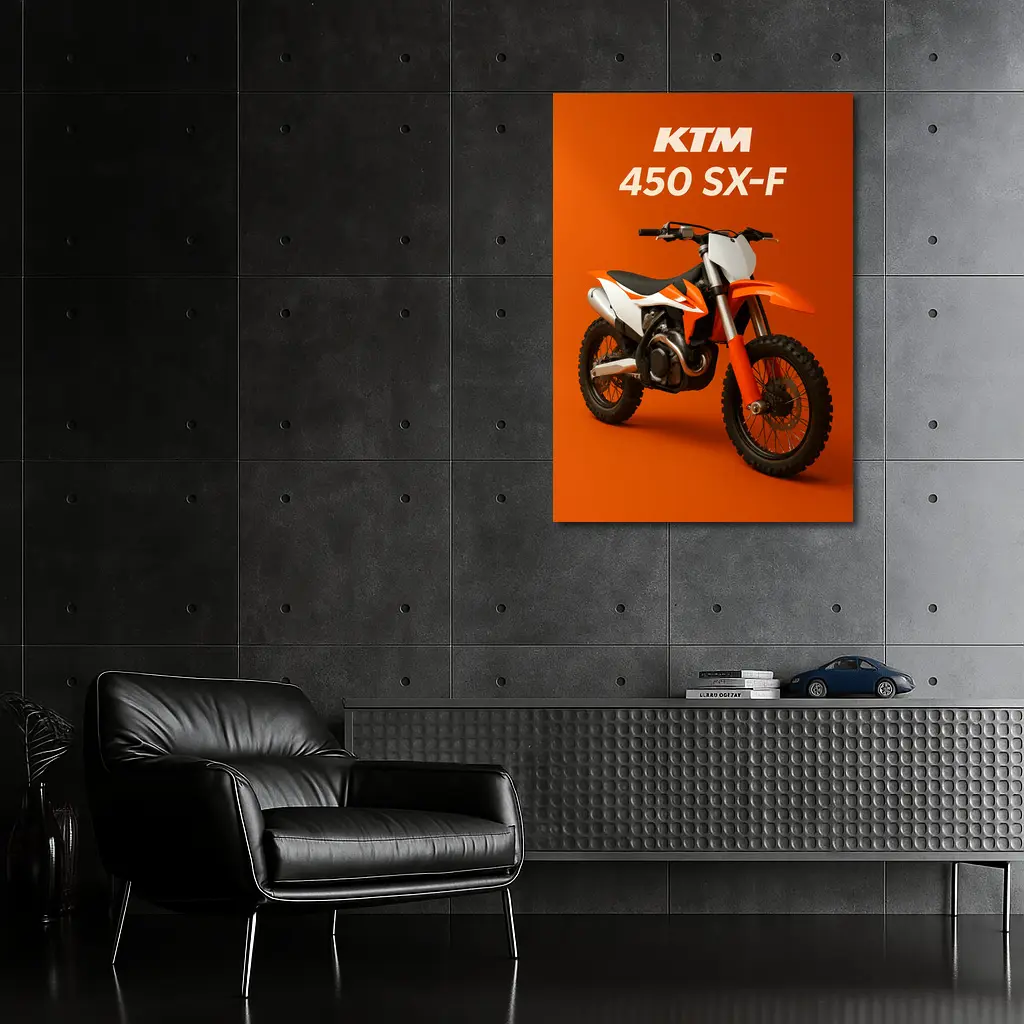 KTM 450 SX-F Motocross Bike Orange Background – Wall Art