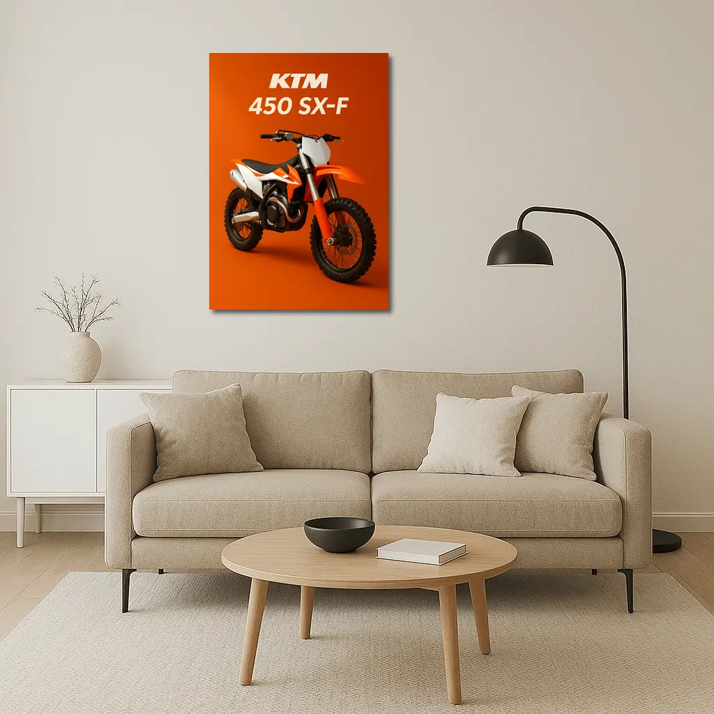 KTM 450 SX-F Motocross Bike Orange Background – Wall Art