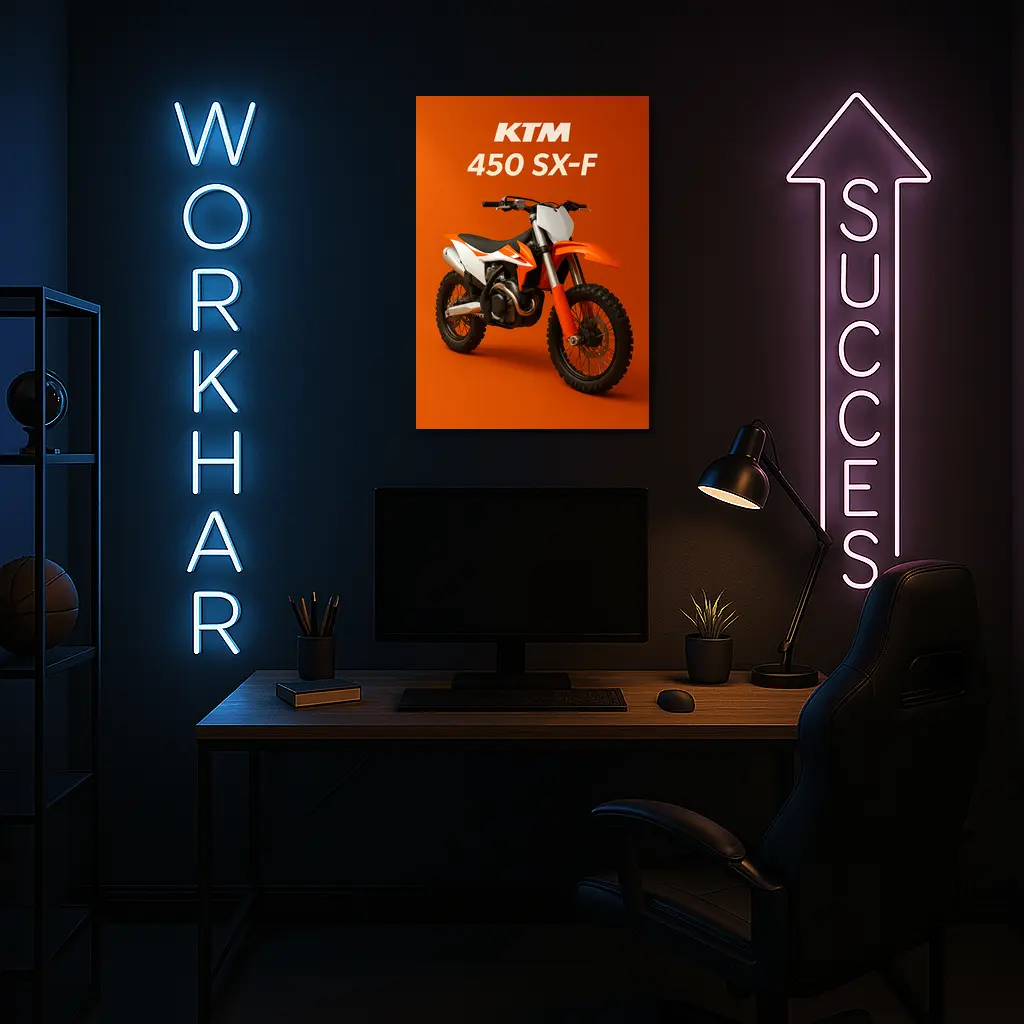 KTM 450 SX-F Motocross Bike Orange Background – Wall Art