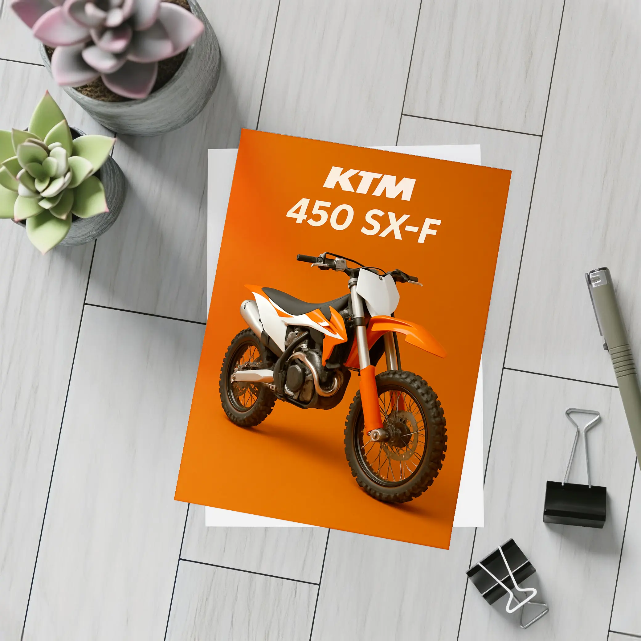 KTM 450 SX-F Motocross Bike Orange Background – Postcards