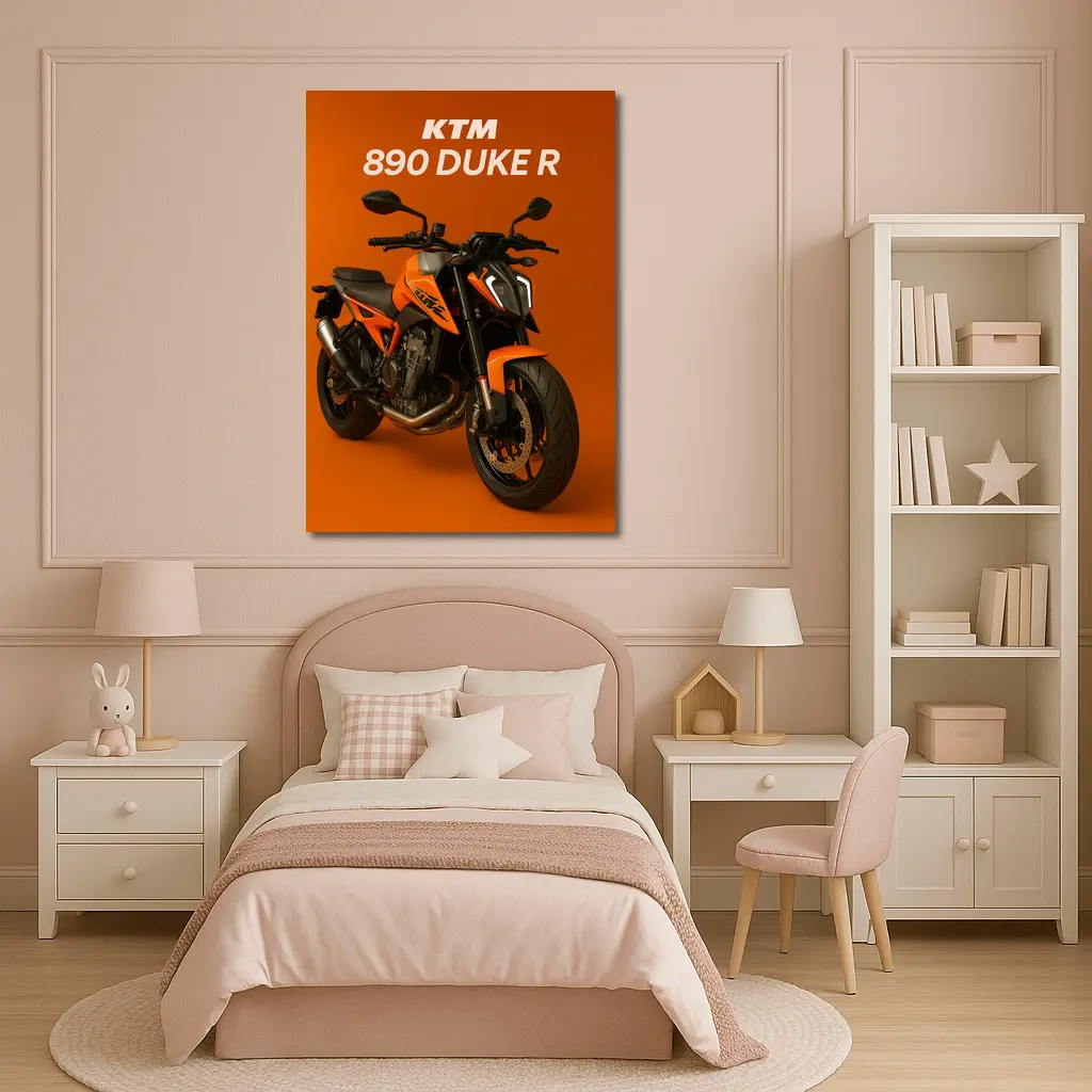 KTM 890 Duke R Orange Background – Wall Art