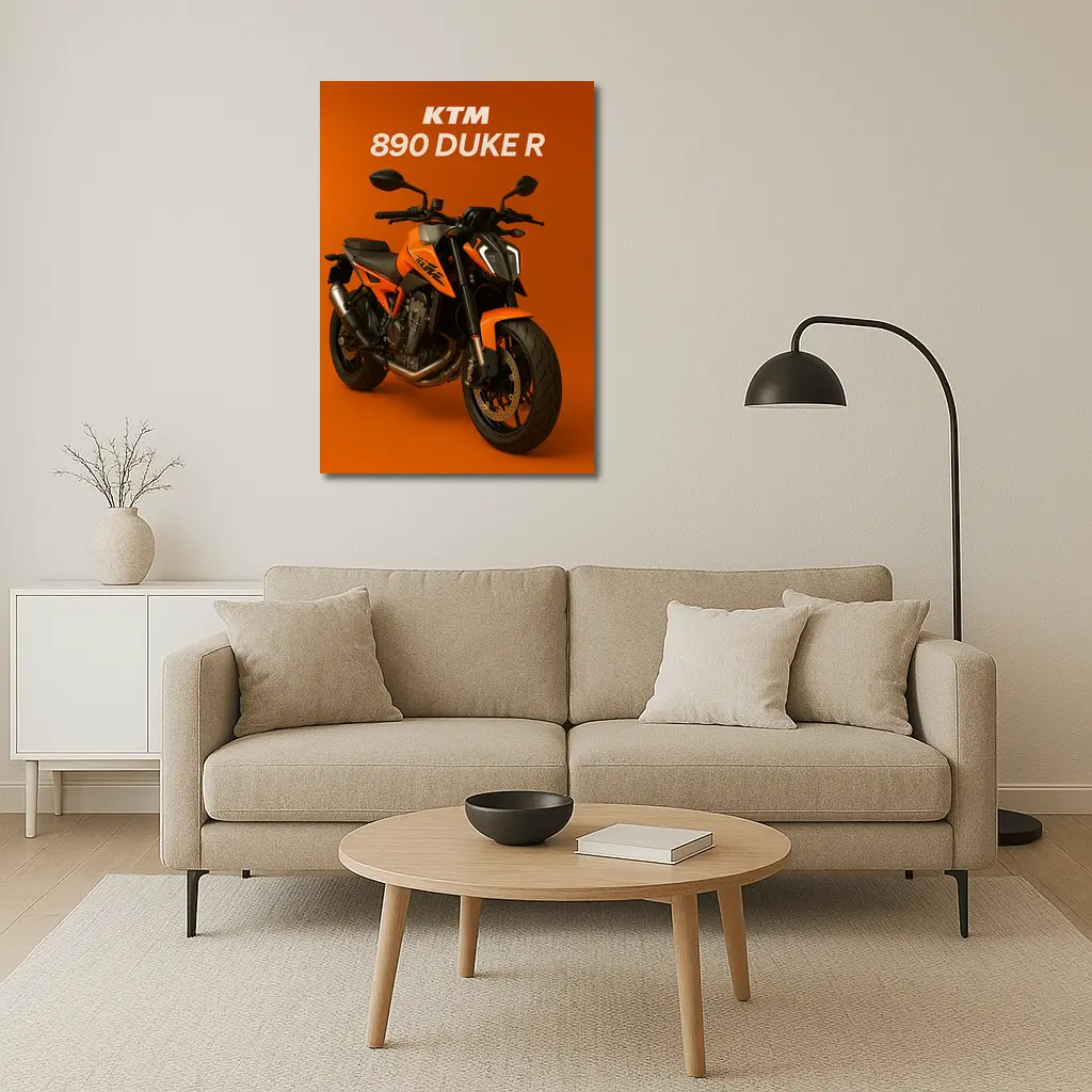 KTM 890 Duke R Orange Background – Wall Art