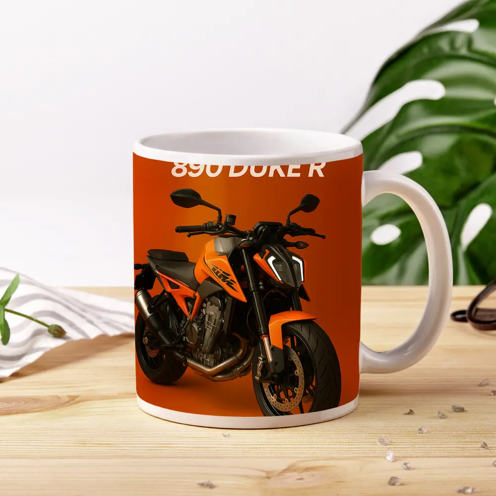 KTM 890 Duke R Orange Background – Mugs