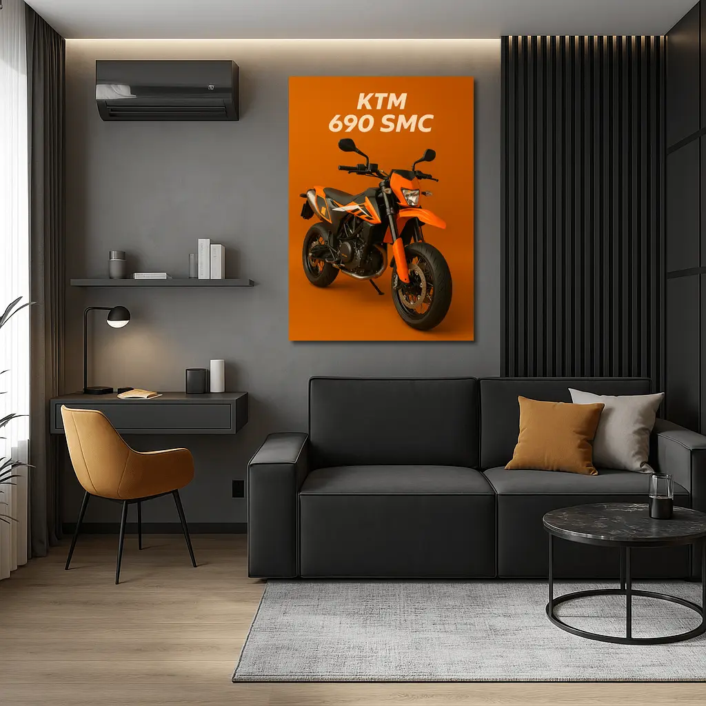 KTM 690 SMC Motorcycle Orange Studio Background – Wall Art