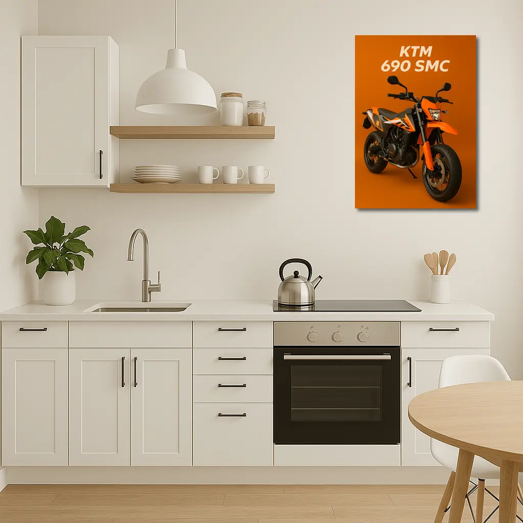 KTM 690 SMC Motorcycle Orange Studio Background – Wall Art
