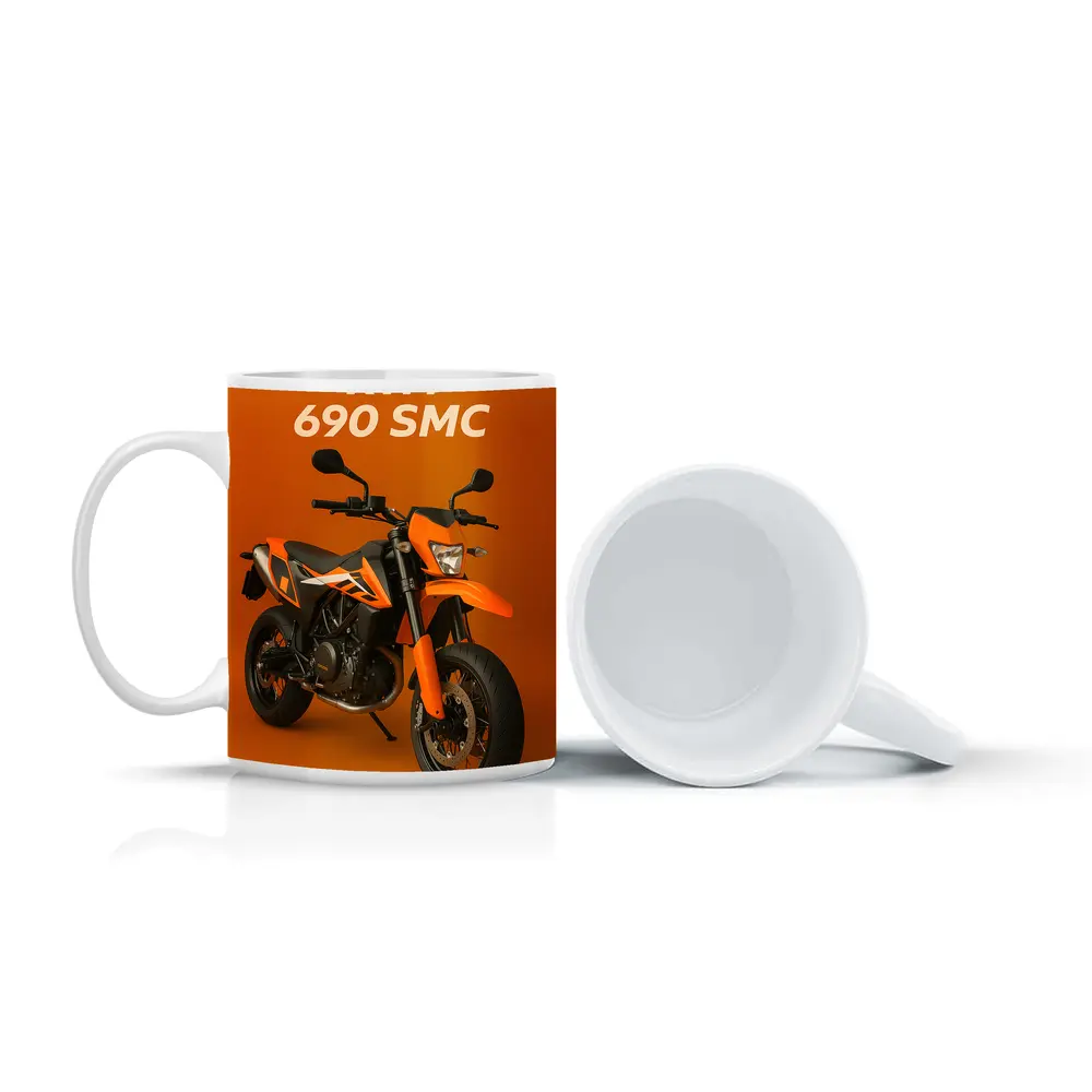 KTM 690 SMC Motorcycle Orange Studio Background – Mugs