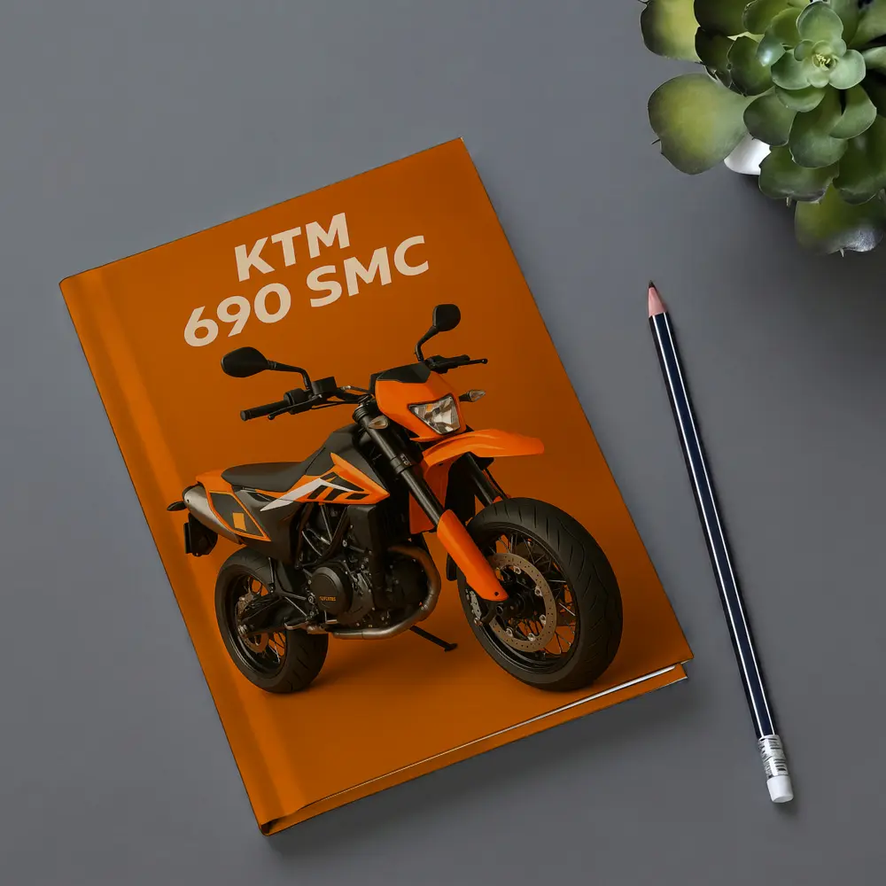 KTM 690 SMC Motorcycle Orange Studio Background – Notebooks