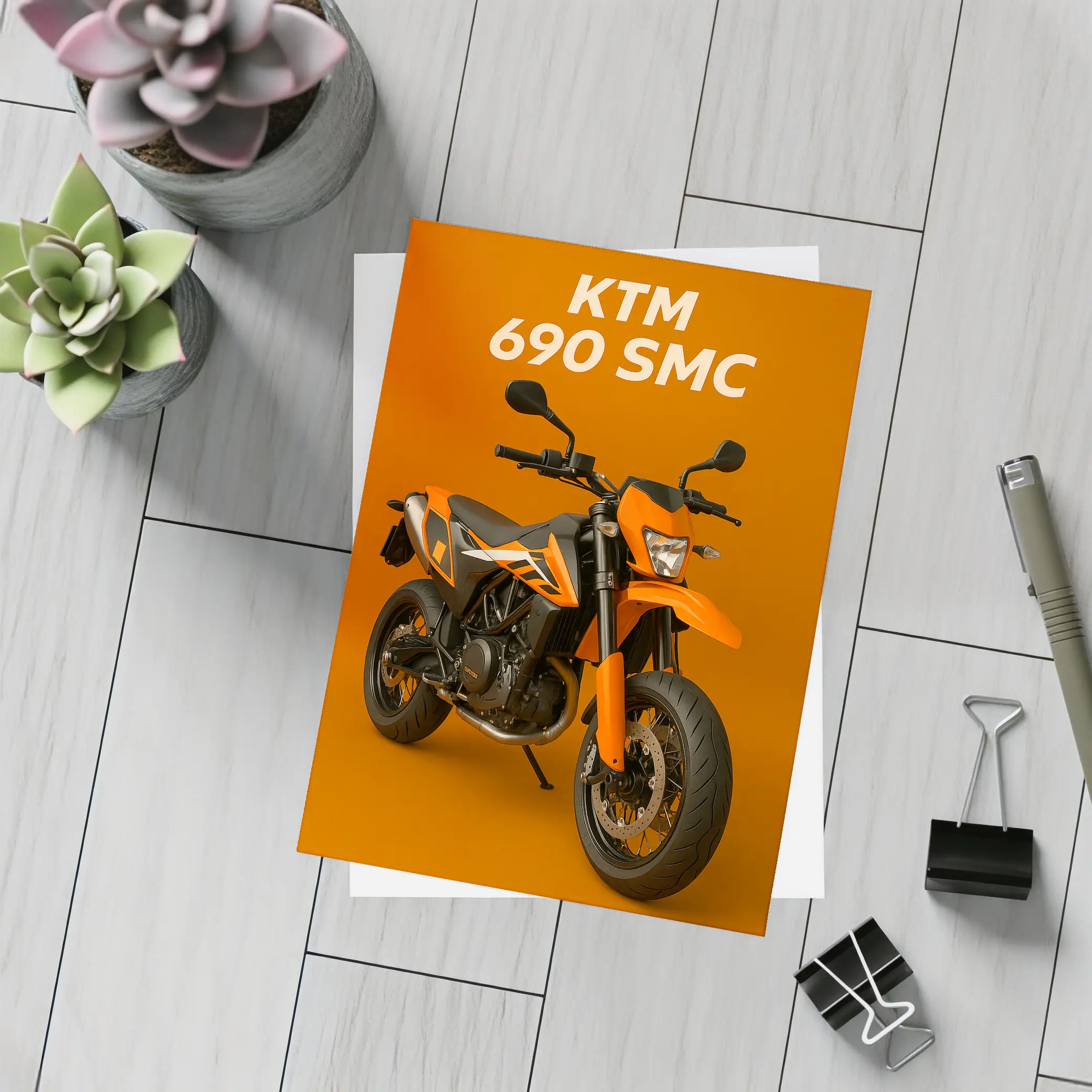 KTM 690 SMC Motorcycle Orange Studio Background – Postcards