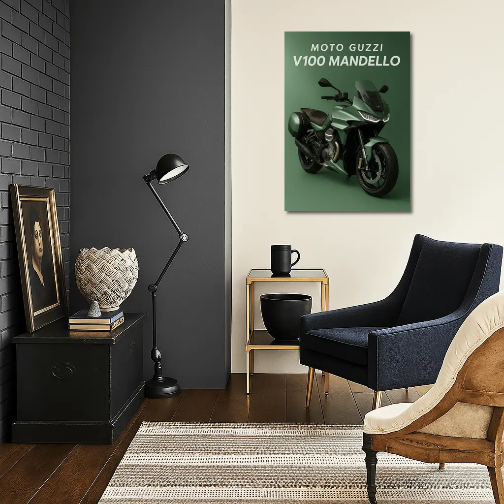 Moto Guzzi V100 Mandello Green Sport Motorcycle – Wall Art