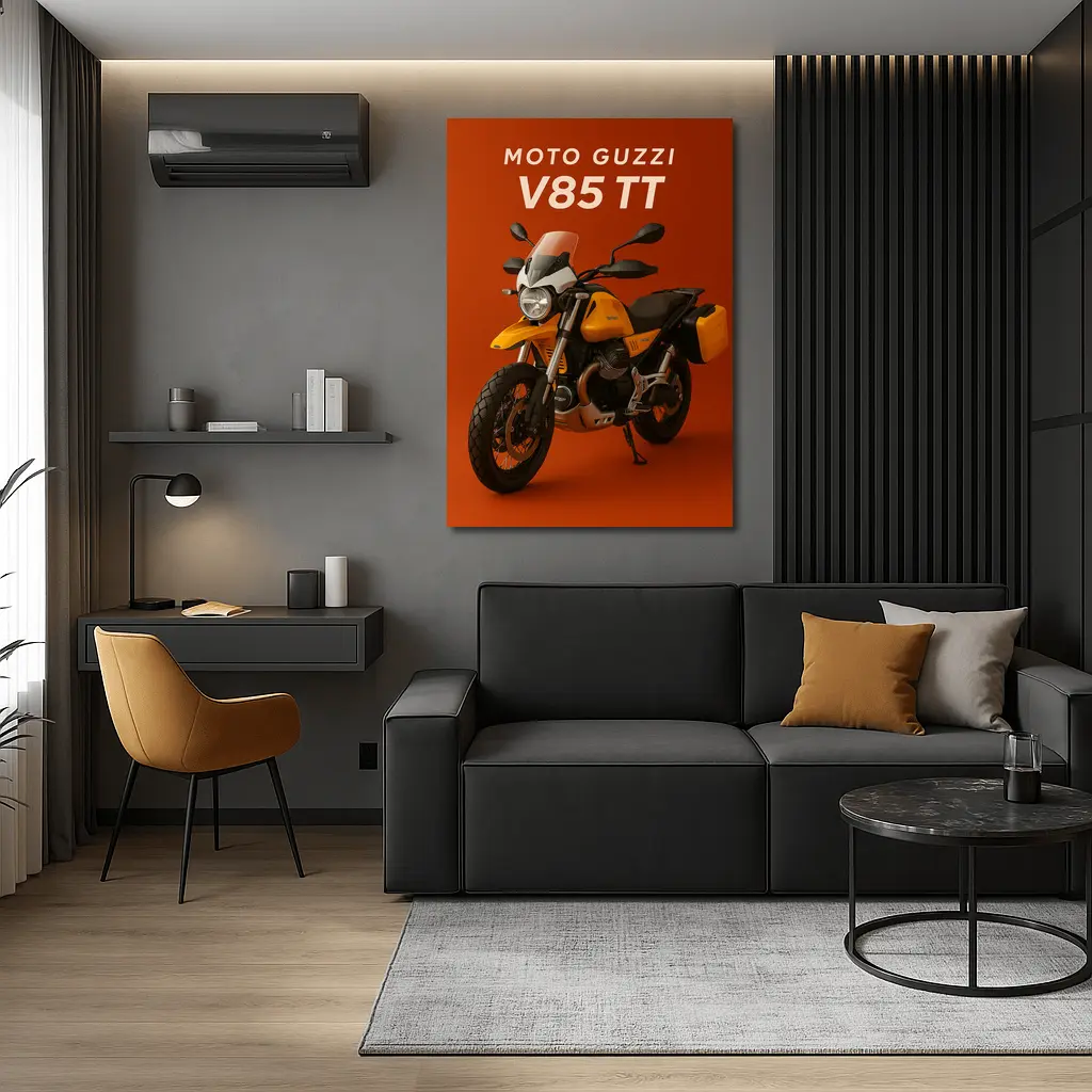 Moto Guzzi V85 TT Yellow on Red – Wall Art
