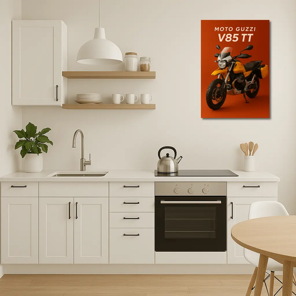 Moto Guzzi V85 TT Yellow on Red – Wall Art