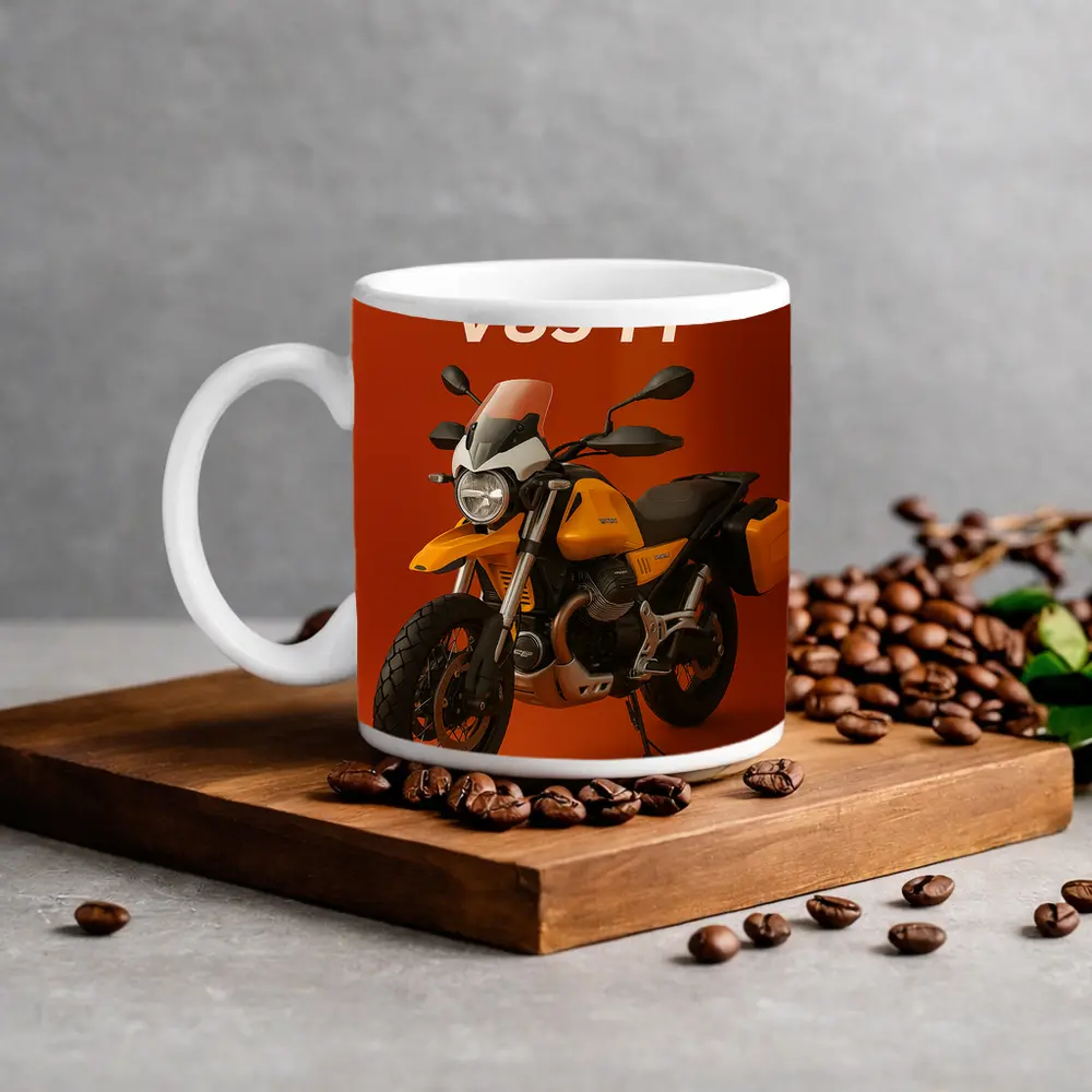 Moto Guzzi V85 TT Yellow on Red – Mugs