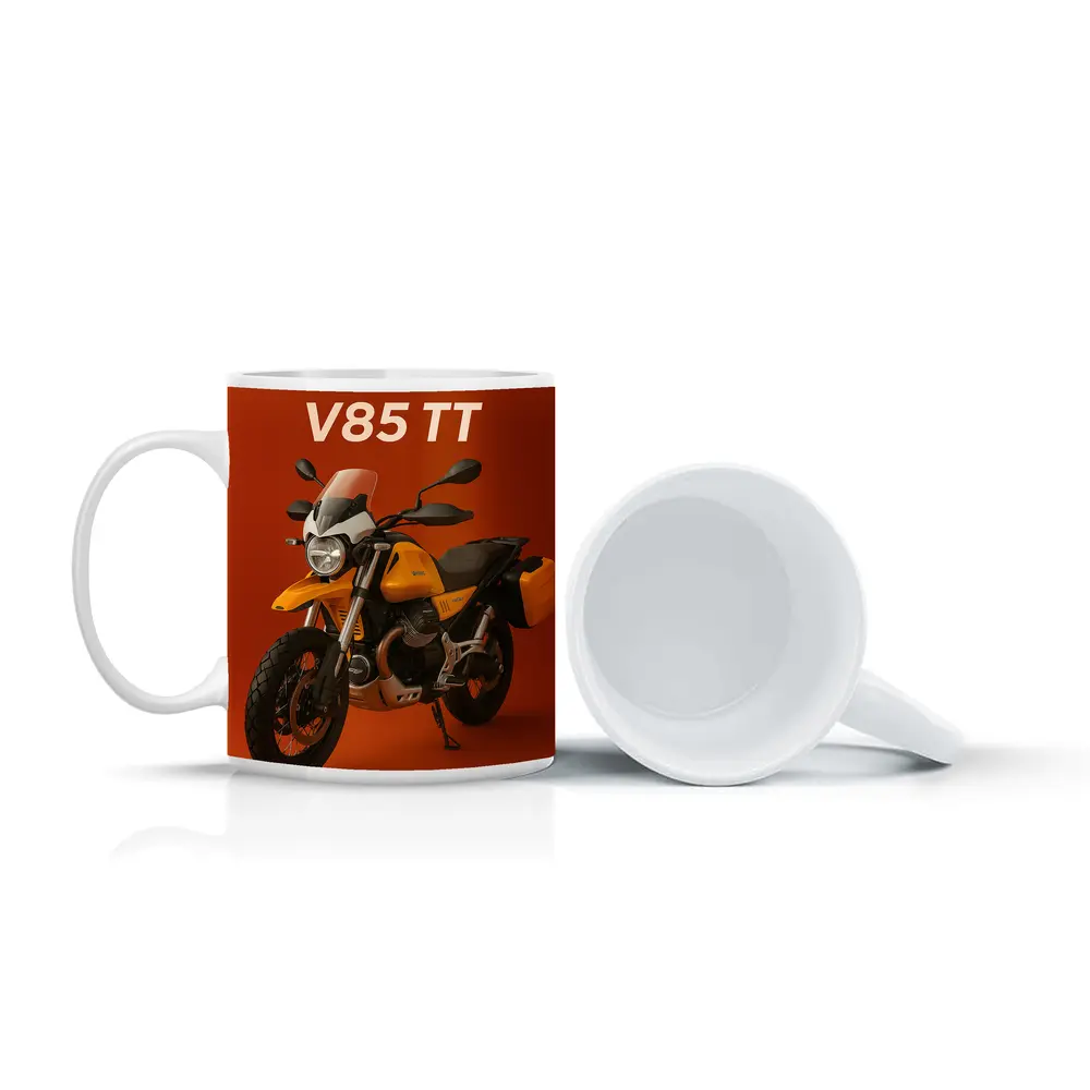 Moto Guzzi V85 TT Yellow on Red – Mugs