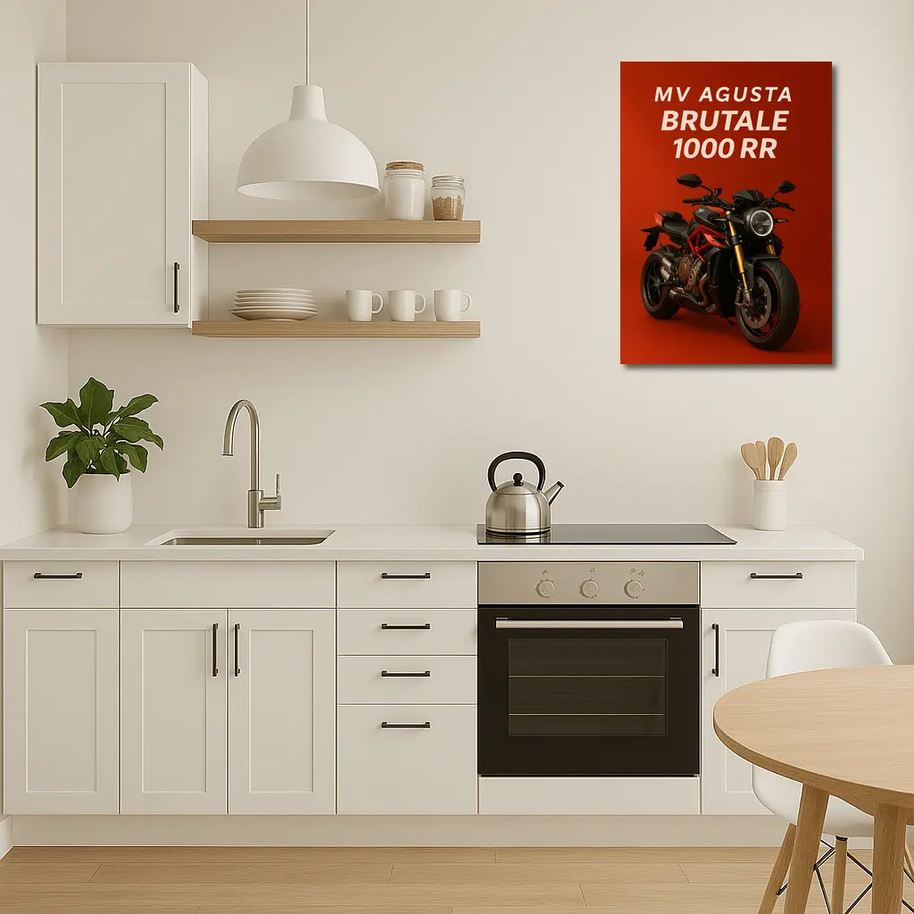 MV Agusta Brutale Motorcycle Red Background Art – Wall Art