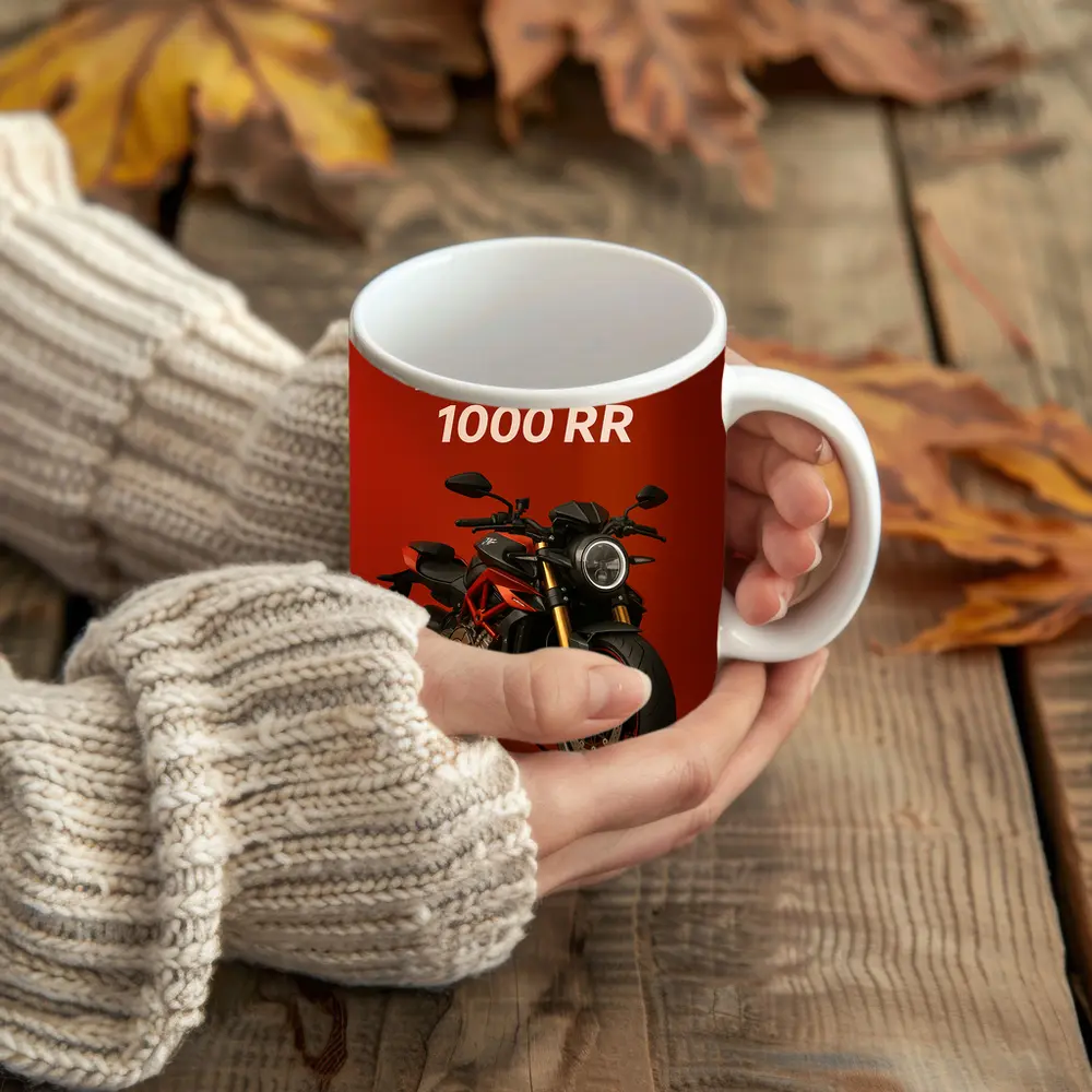 MV Agusta Brutale Motorcycle Red Background Art – Mugs