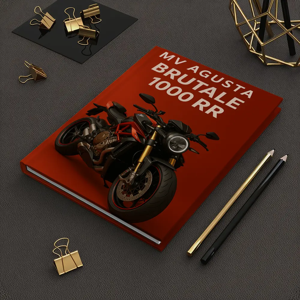 MV Agusta Brutale Motorcycle Red Background Art – Notebooks