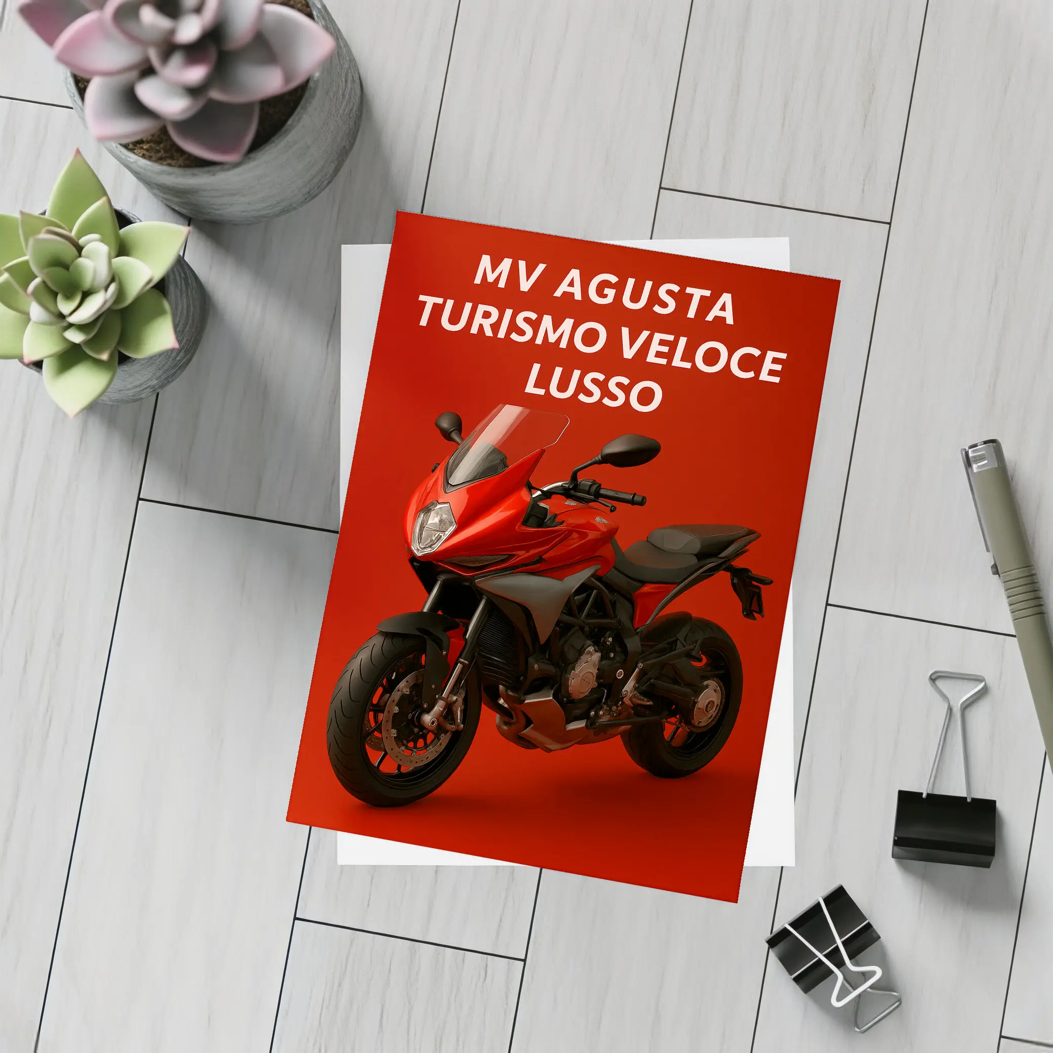 MV Agusta Turismo Veloce Lusso Red Background – Postcards