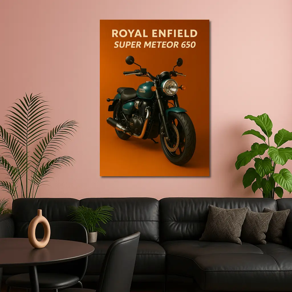 Royal Enfield Super Meteor 650 Orange Background – Wall Art