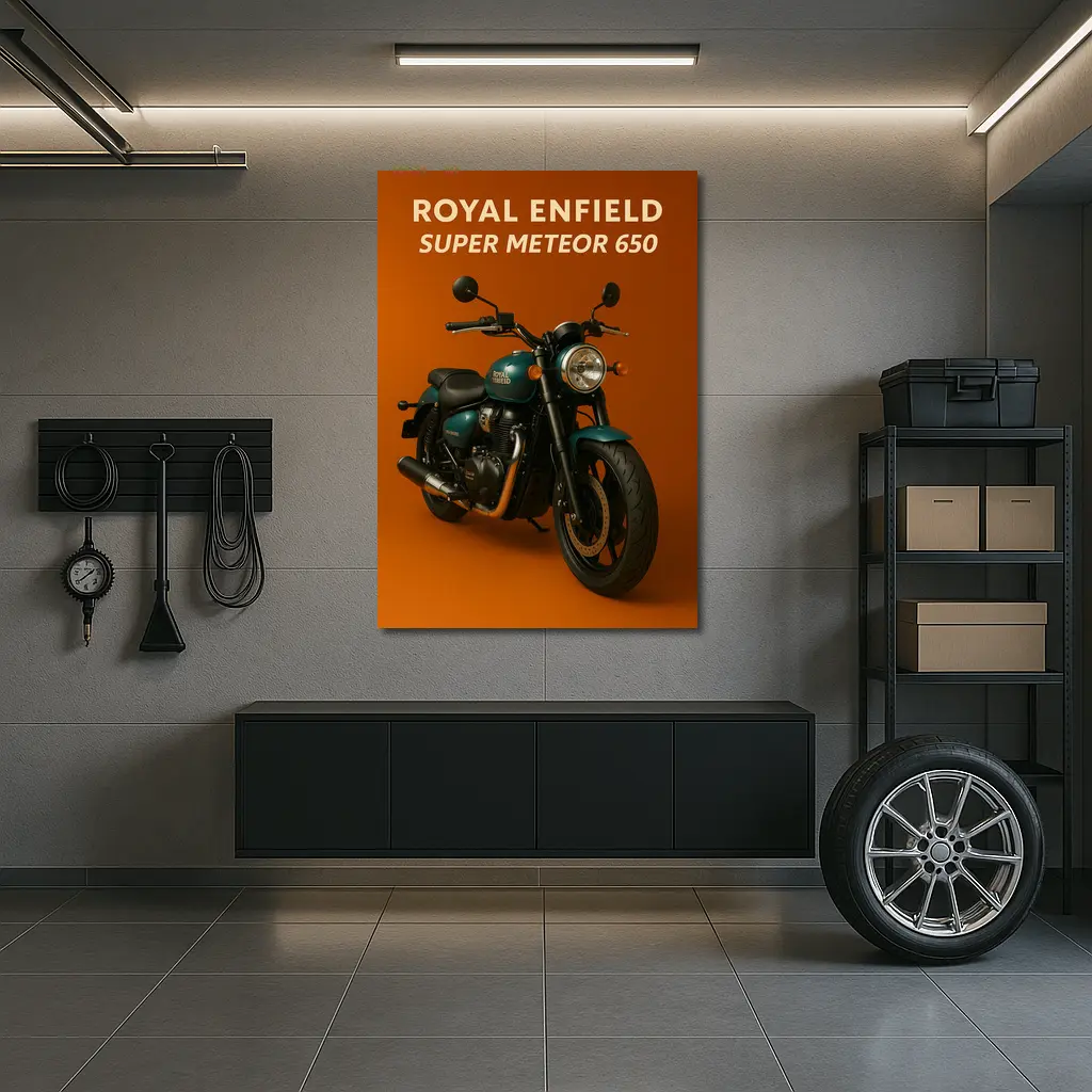 Royal Enfield Super Meteor 650 Orange Background – Wall Art