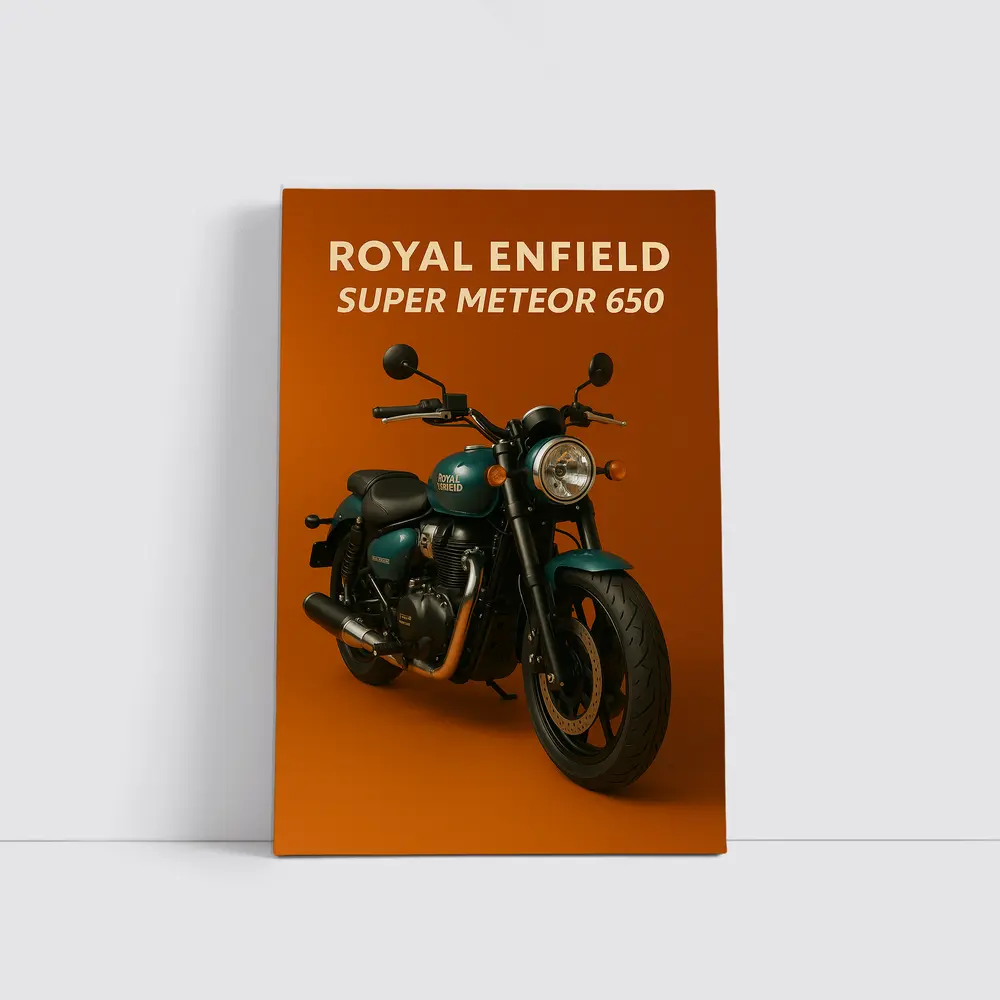 Royal Enfield Super Meteor 650 Orange Background – Wall Art