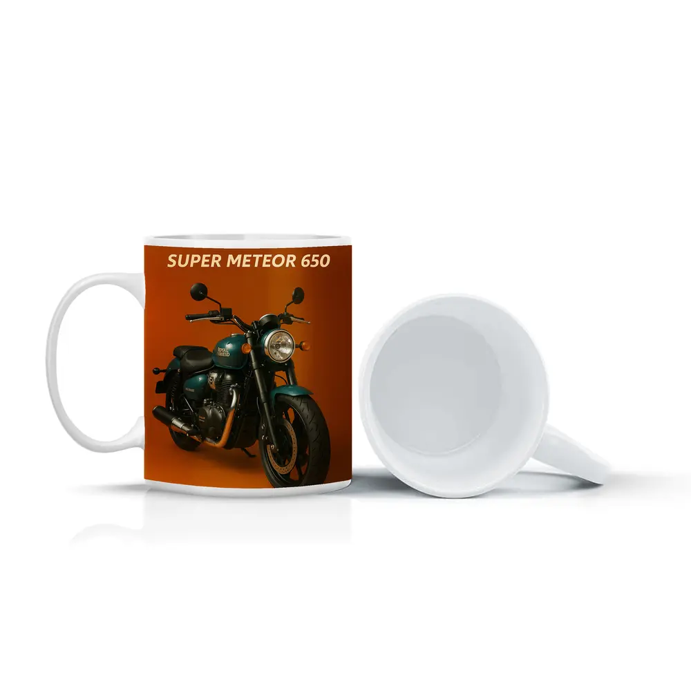 Royal Enfield Super Meteor 650 Orange Background – Mugs