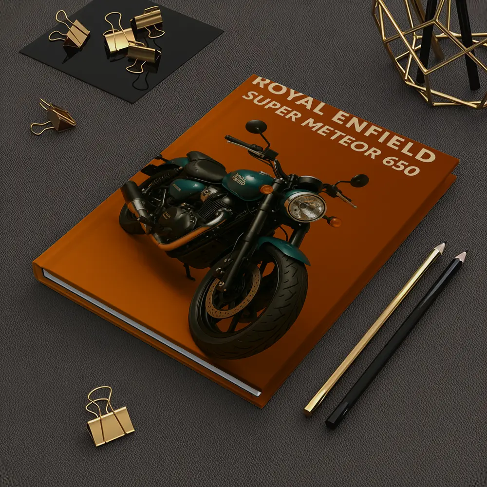 Royal Enfield Super Meteor 650 Orange Background – Notebooks