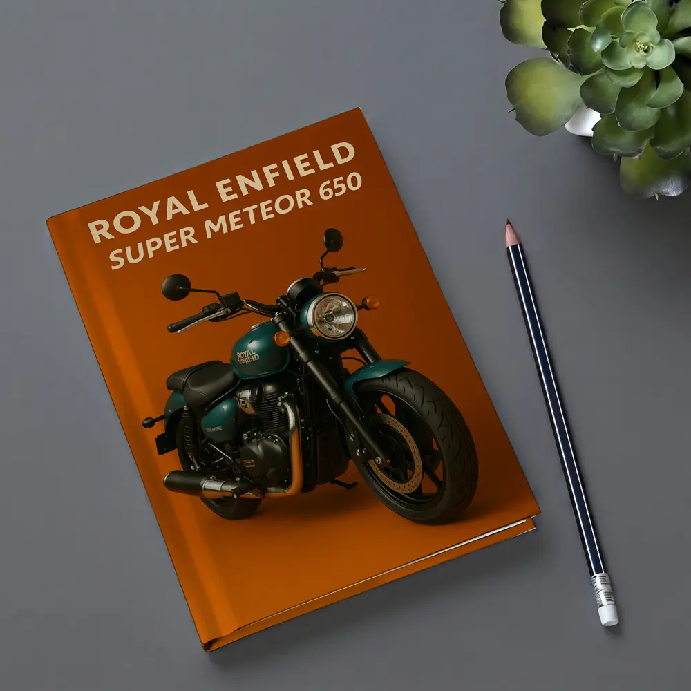 Royal Enfield Super Meteor 650 Orange Background – Notebooks