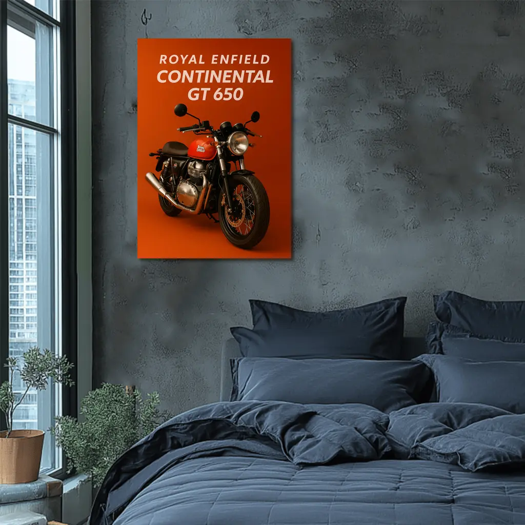 Royal Enfield Continental GT Red Orange Background – Wall Art