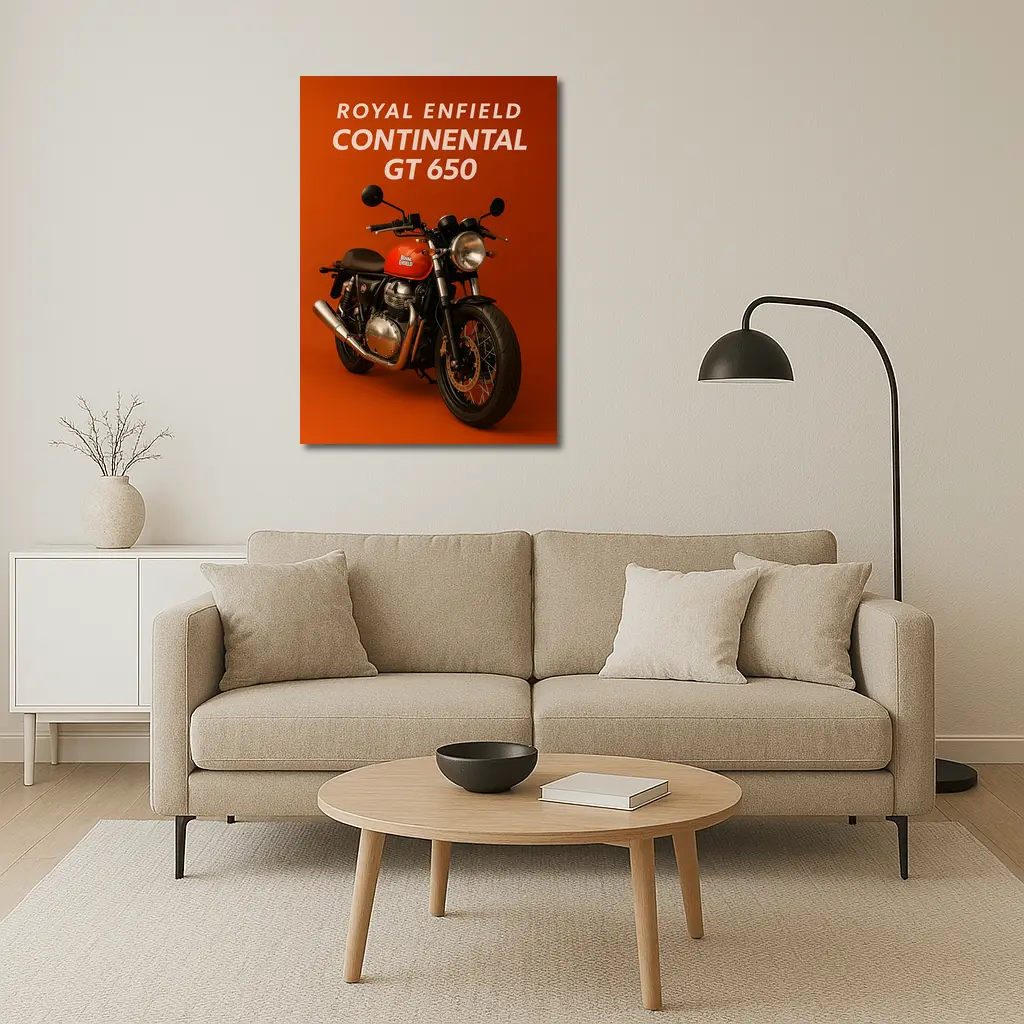 Royal Enfield Continental GT Red Orange Background – Wall Art