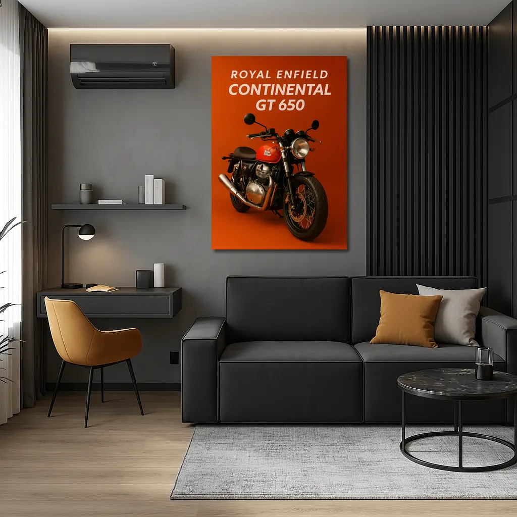 Royal Enfield Continental GT Red Orange Background – Wall Art
