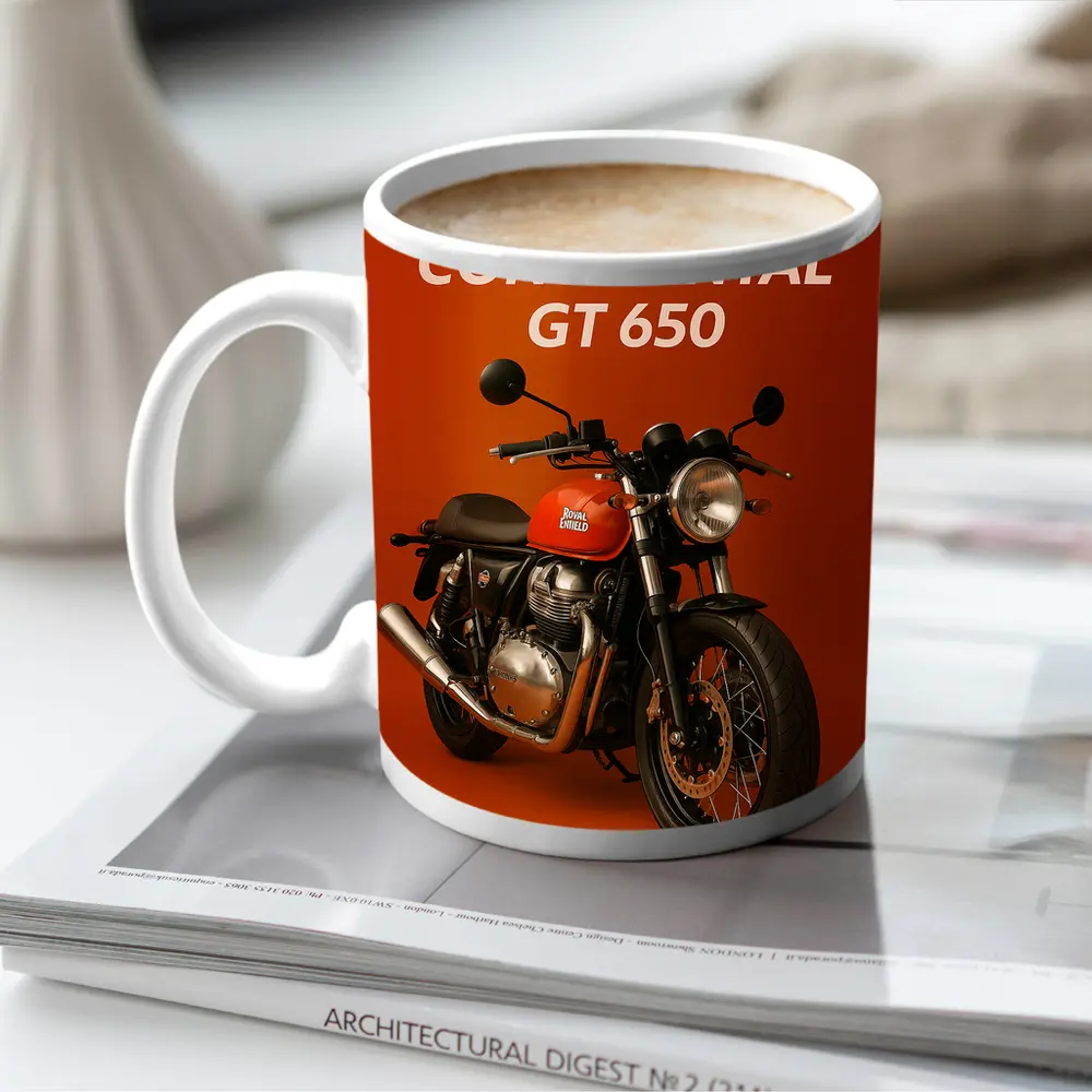 Royal Enfield Continental GT Red Orange Background – Mugs