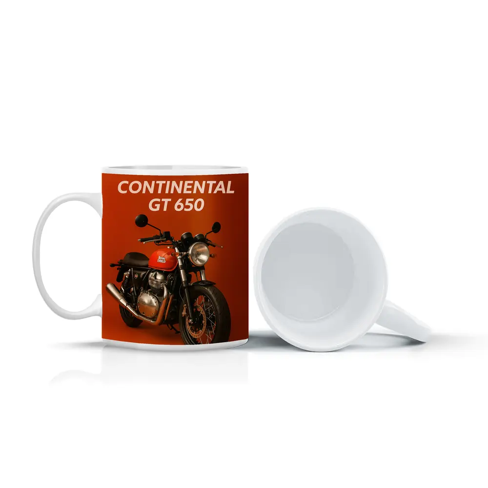 Royal Enfield Continental GT Red Orange Background – Mugs