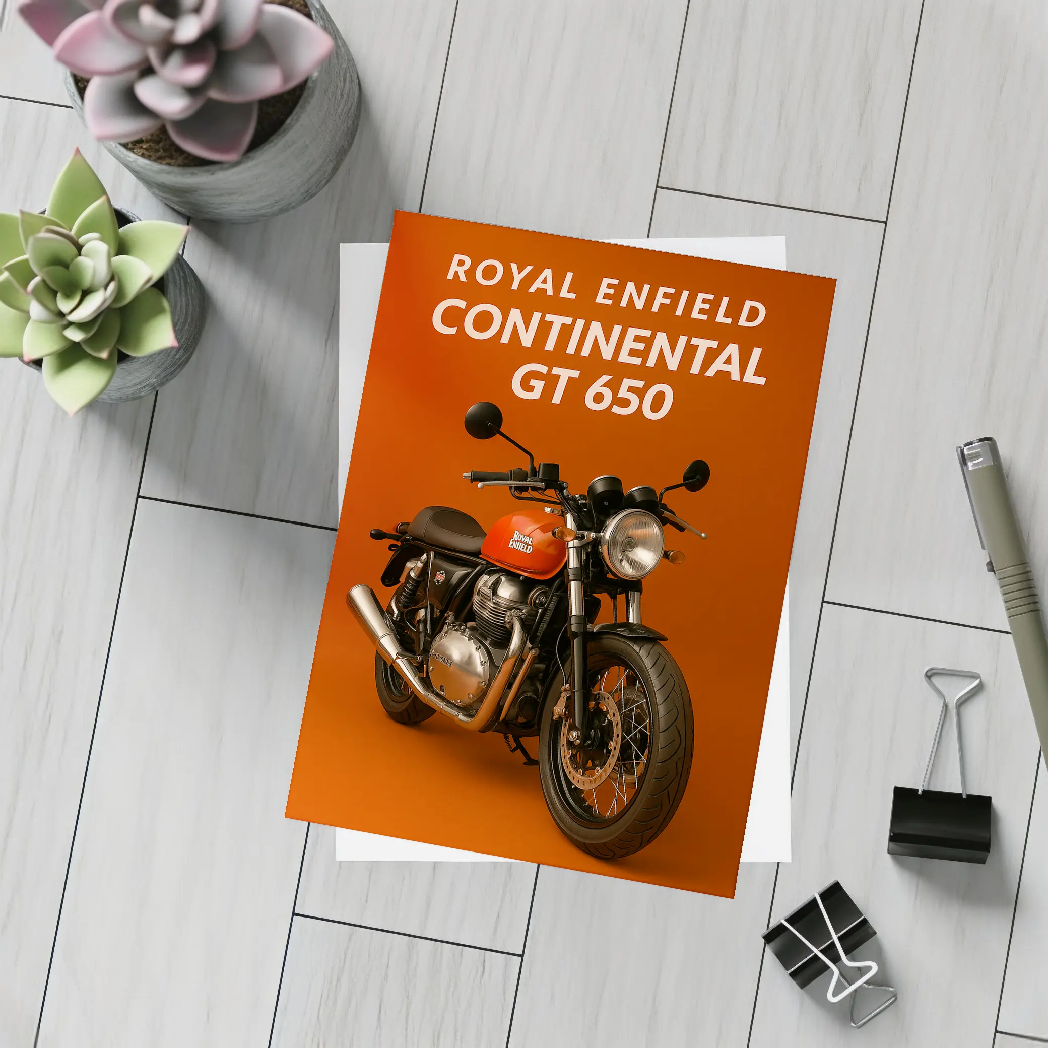 Royal Enfield Continental GT Red Orange Background – Postcards