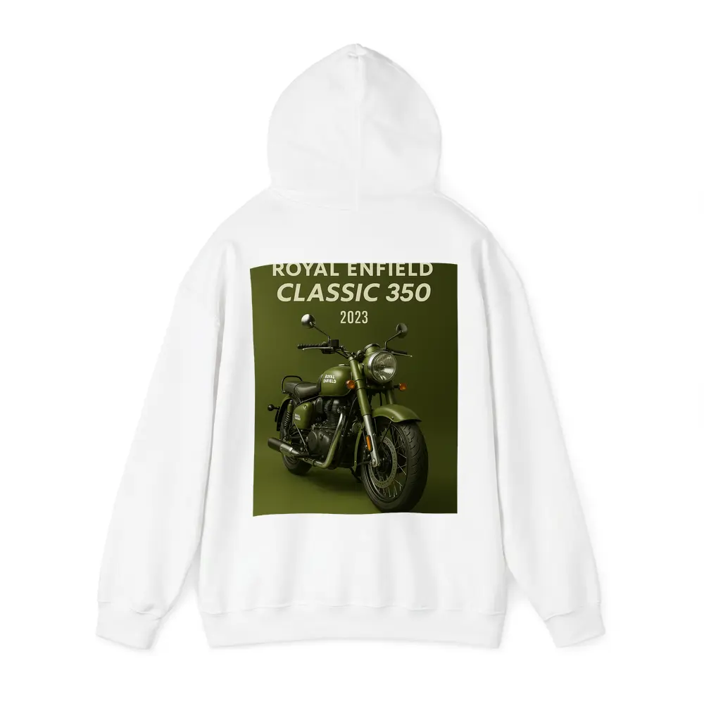 Royal Enfield Classic 350 Motorcycle Green Background – Hoodies