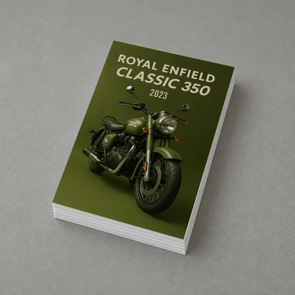 Royal Enfield Classic 350 Motorcycle Green Background – Postcards
