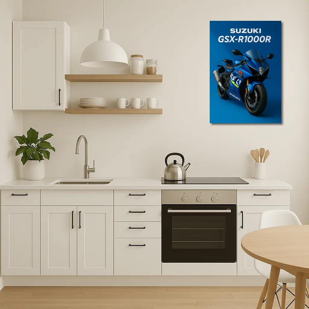 Suzuki GSX-R1000R Sport Bike Blue Background – Wall Art