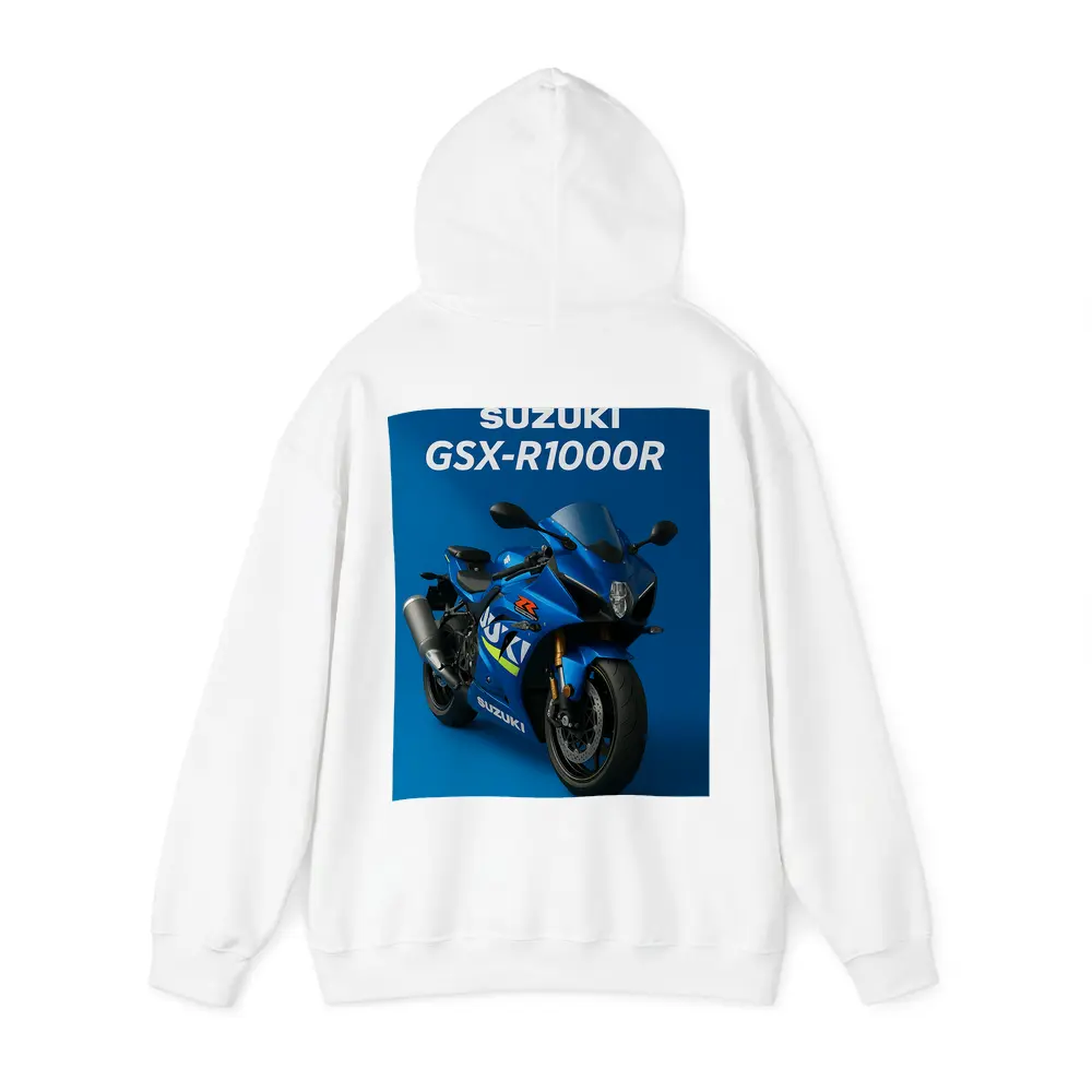 Suzuki GSX-R1000R Sport Bike Blue Background – Hoodies