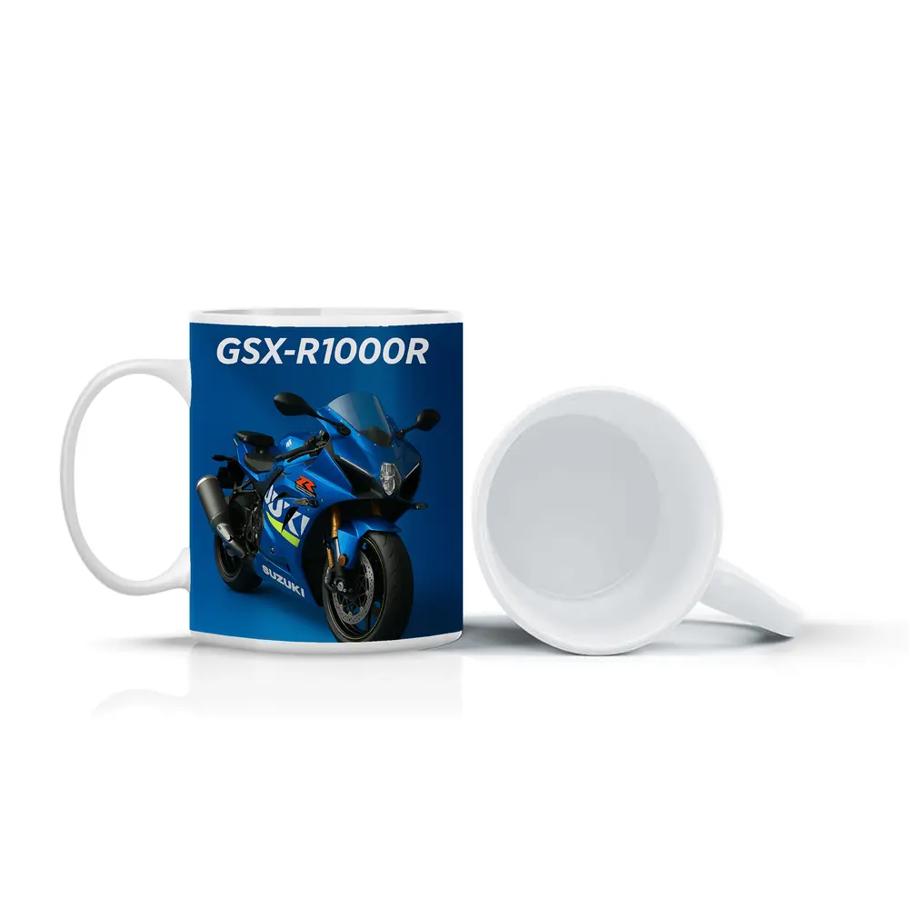 Suzuki GSX-R1000R Sport Bike Blue Background – Mugs
