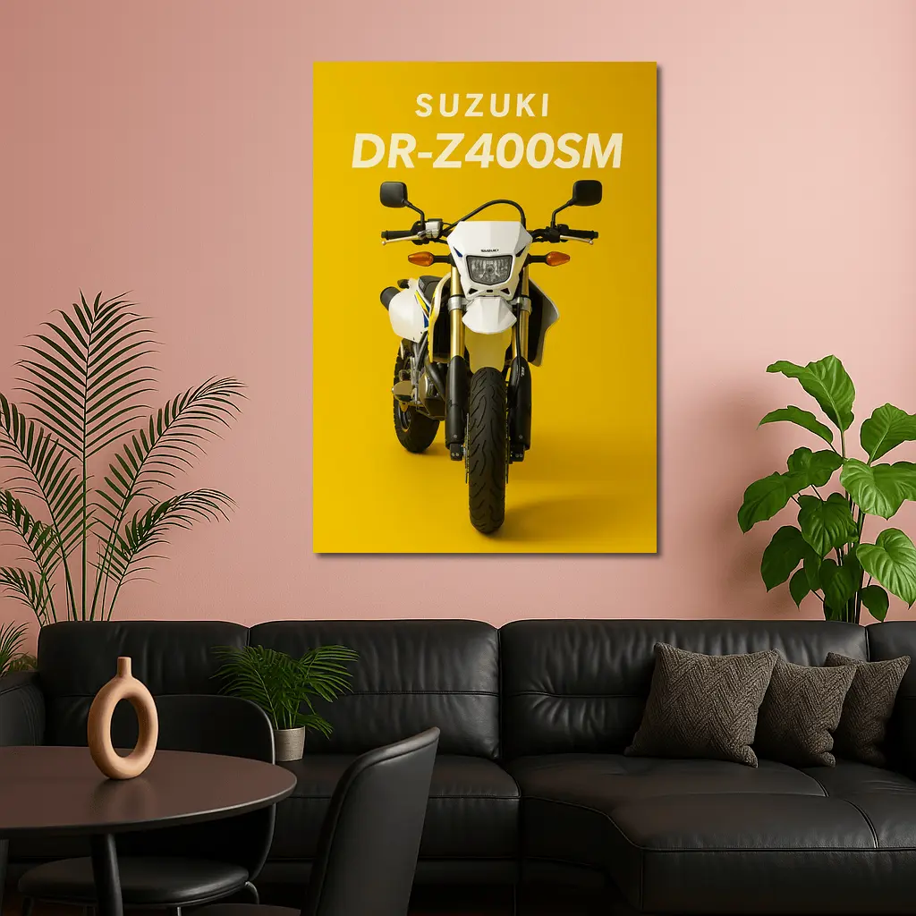 Suzuki DR-Z400SM Supermoto Yellow Background – Wall Art