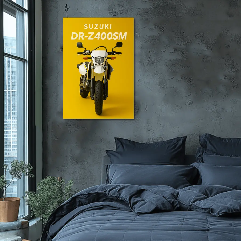 Suzuki DR-Z400SM Supermoto Yellow Background – Wall Art